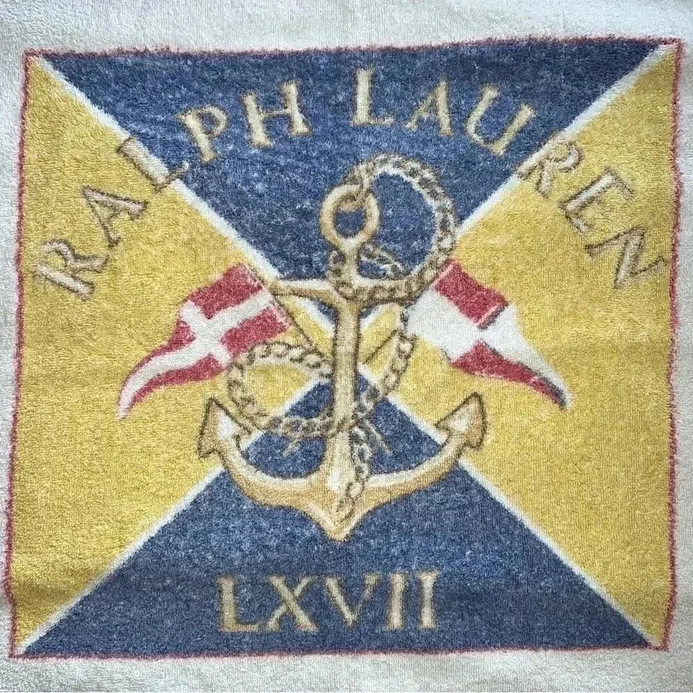 Ralph Lauren Vintage Anchor Flags Chain Beach Towel 1980s
